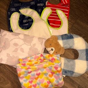 Colorful Kids Bib and Neck Pillow Set